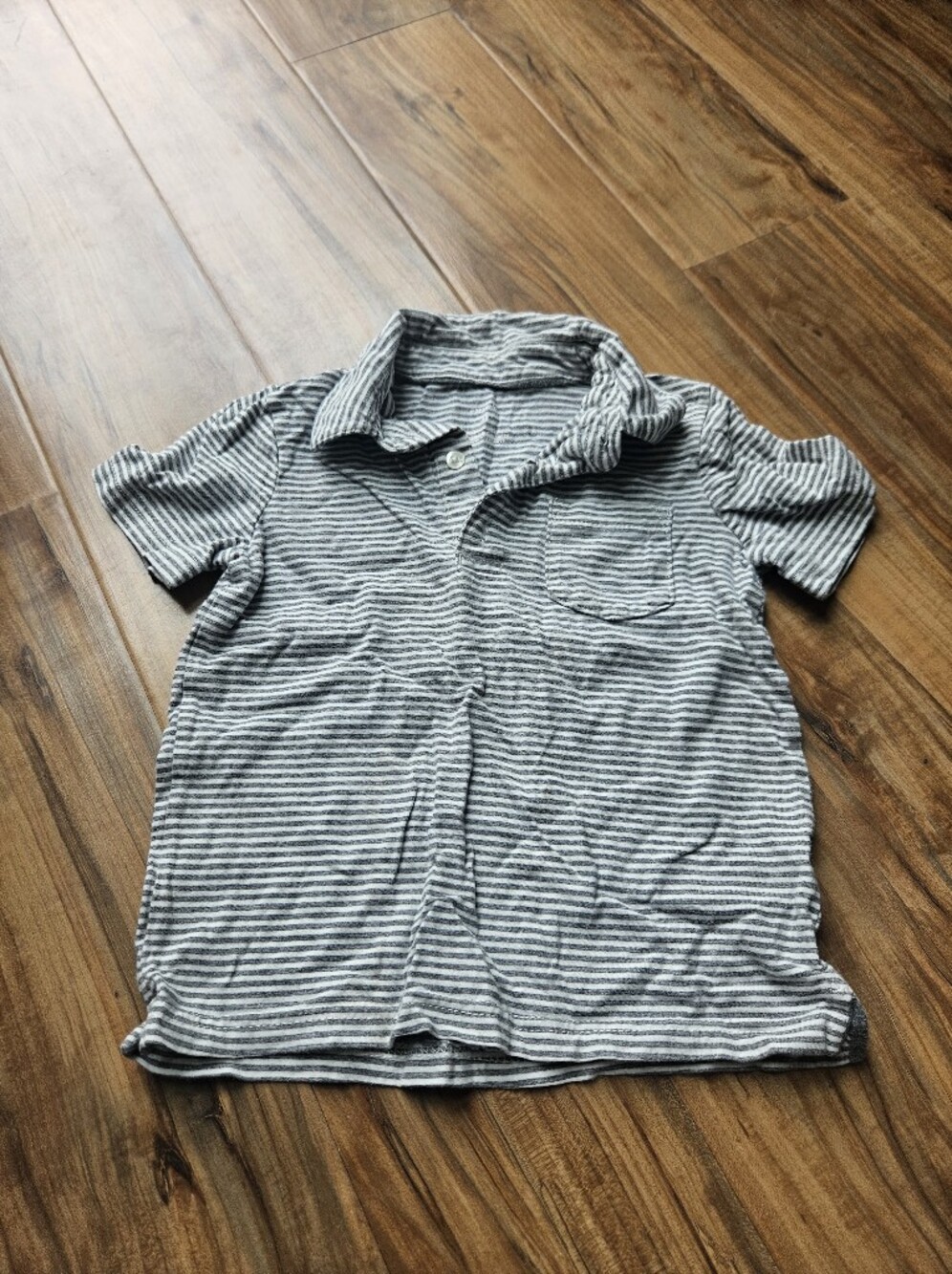 Carter's Kids Short-Sleeve Striped Polo - Gray & White 4t